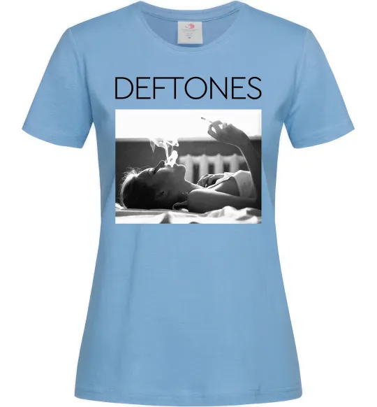 Женская футболка Deftones smoking Голубой фото