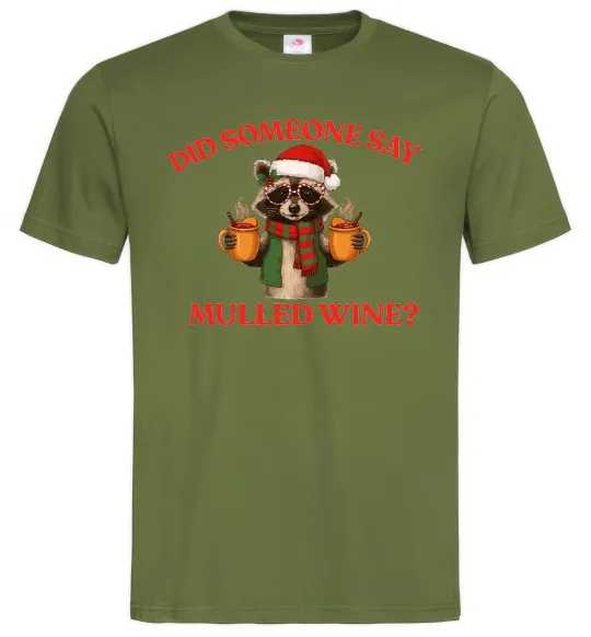 Мужская футболка Єнот з глінтвейном Оливковый фото