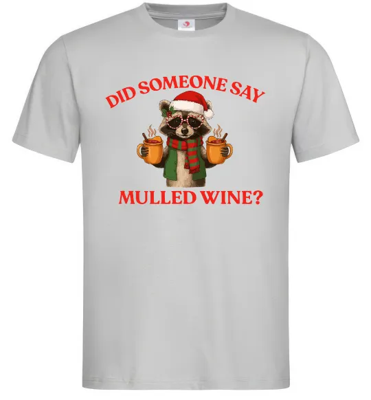 Мужская футболка Єнот з глінтвейном Серый фото