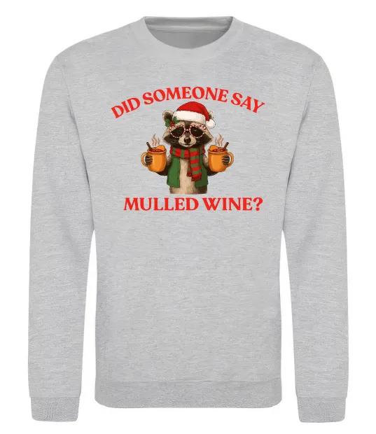 Свитшот Єнот з глінтвейном Серый меланж фото