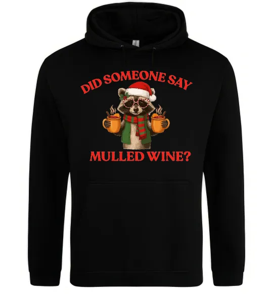 Мужская толстовка (худи) Єнот з глінтвейном Черный фото