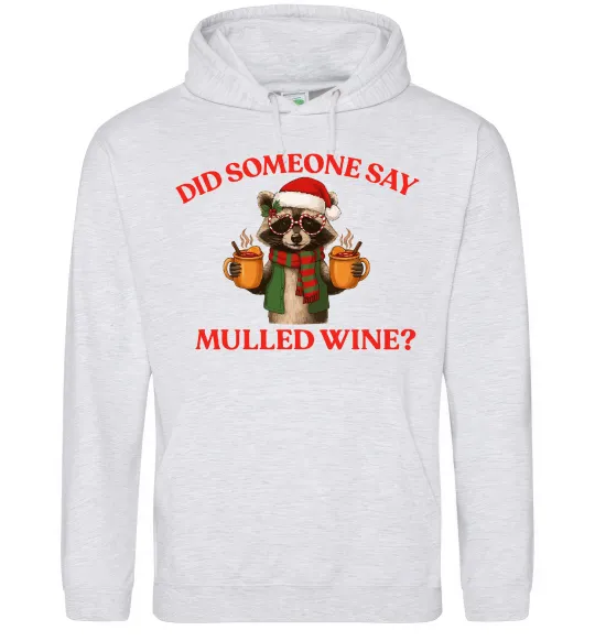 Мужская толстовка (худи) Єнот з глінтвейном Серый меланж фото