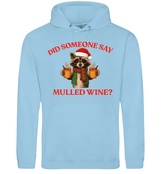 Жіноча толстовка (худі) Єнот з глінтвейном Блакитний фото