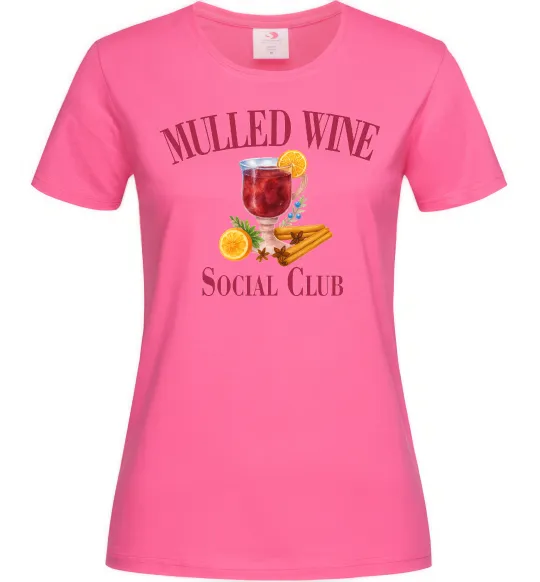 Женская футболка Mullef wine social club Ярко-розовый фото