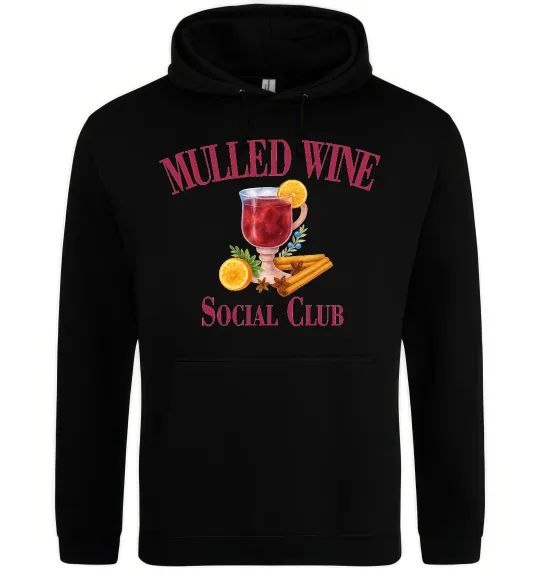 Чоловіча толстовка (худі) Mullef wine social club Чорний фото