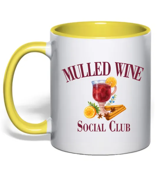 Чашка с цветной ручкой Mullef wine social club Солнечно желтый фото