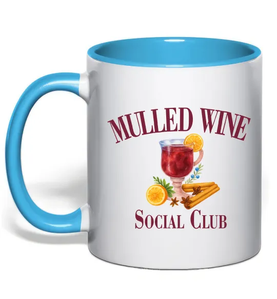 Чашка с цветной ручкой Mullef wine social club Голубой фото