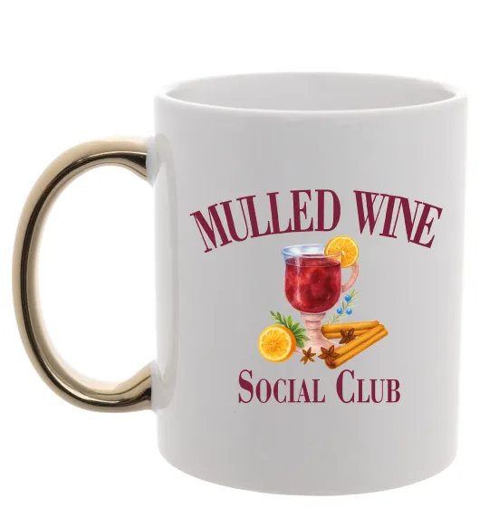 Чашка с цветной ручкой Mullef wine social club Золото фото