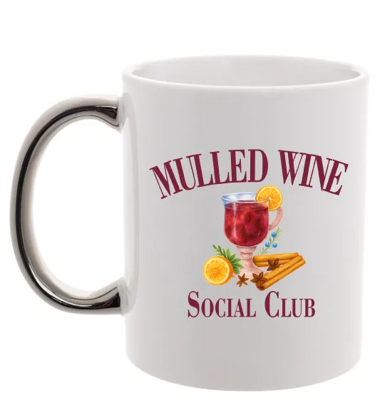 Чашка с цветной ручкой Mullef wine social club Серебро фото