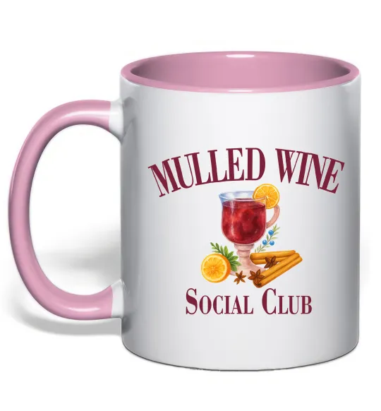 Чашка с цветной ручкой Mullef wine social club Нежно розовый фото