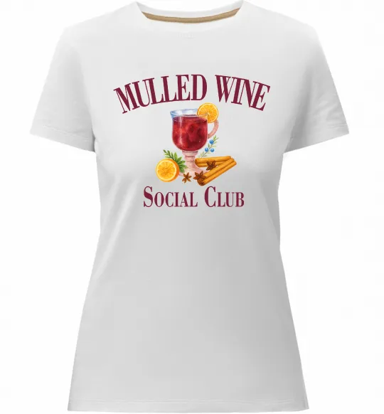 Жіноча преміум футболка Mullef wine social club Білий фото