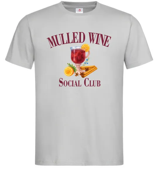 Мужская футболка Mullef wine social club Серый фото
