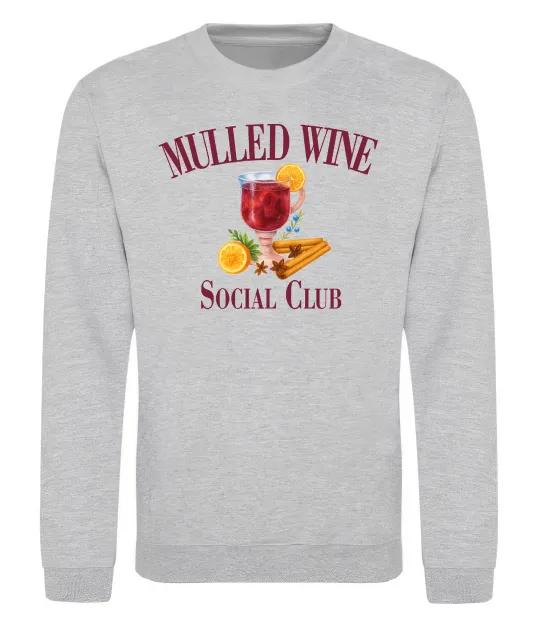 Свитшот Mullef wine social club Серый меланж фото