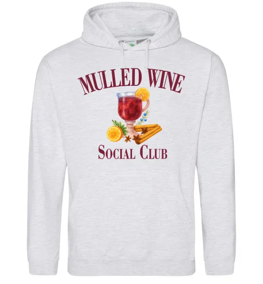 Чоловіча толстовка (худі) Mullef wine social club Сірий меланж фото
