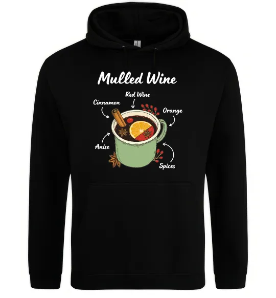 Мужская толстовка (худи) Mulled wine Черный фото