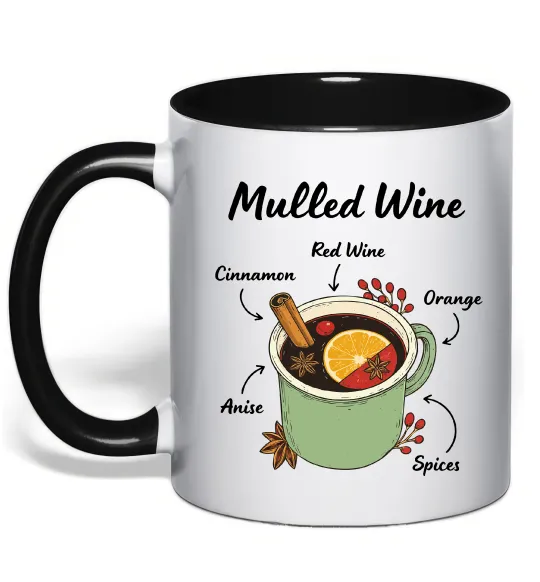 Чашка с цветной ручкой Mulled wine Черный фото