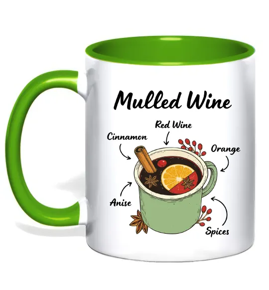 Чашка с цветной ручкой Mulled wine Лаймовый фото