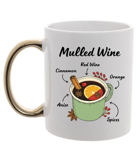 Чашка с цветной ручкой Mulled wine Золото фото