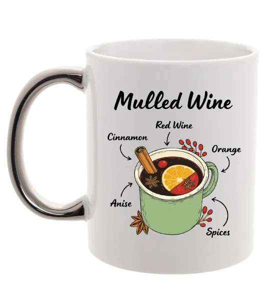 Чашка с цветной ручкой Mulled wine Серебро фото