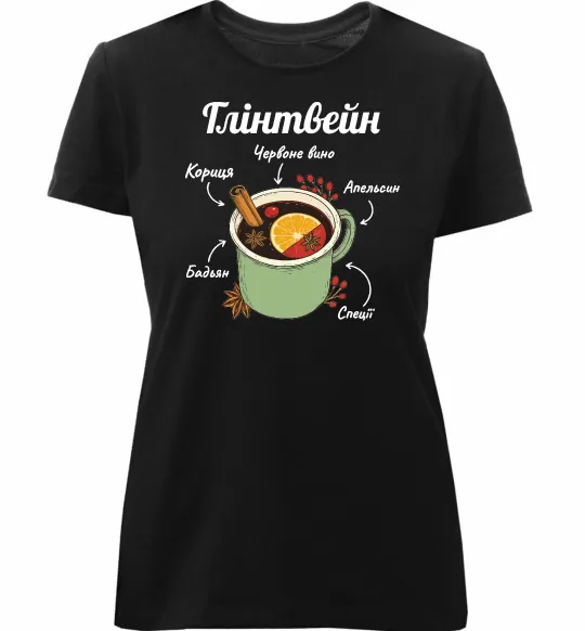 Женская премиум футболка Глінтвейн рецепт Черный фото