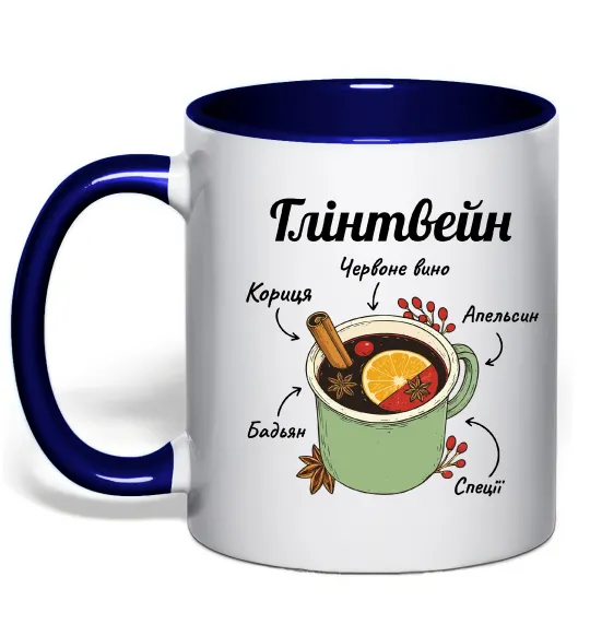 Чашка с цветной ручкой Глінтвейн рецепт Глубокий темно-синий фото