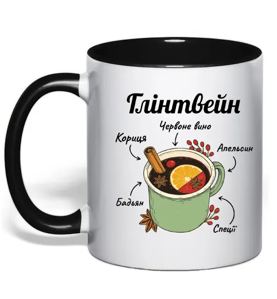 Чашка с цветной ручкой Глінтвейн рецепт Черный фото