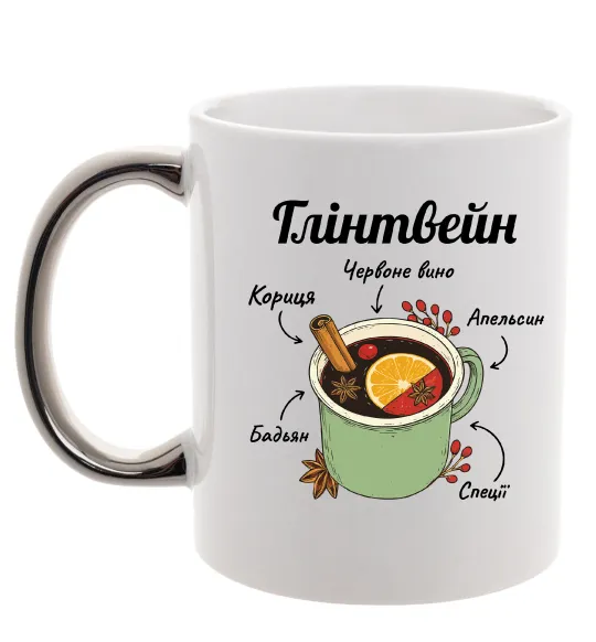 Чашка с цветной ручкой Глінтвейн рецепт Серебро фото