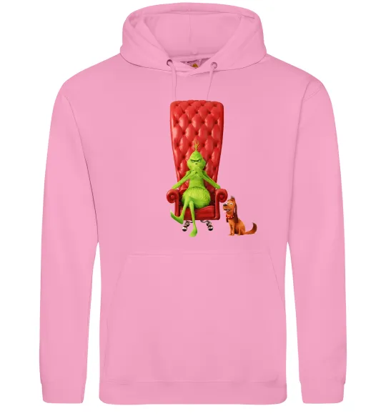 Мужская толстовка (худи) Грінч в кріслі та песик Розовый фото