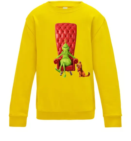 Детский Свитшот Грінч в кріслі та песик Солнечно желтый фото
