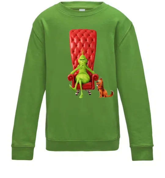 Детский Свитшот Грінч в кріслі та песик Лаймовый фото