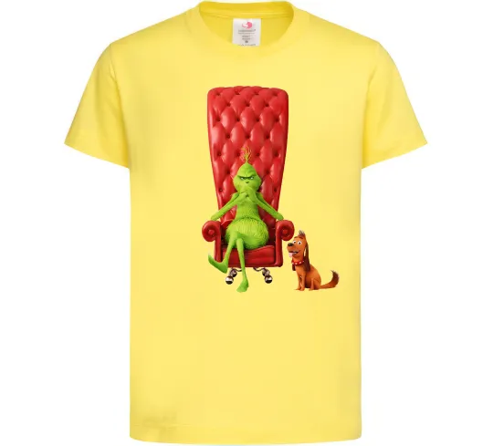 Дитяча футболка Грінч в кріслі та песик Лимонний фото