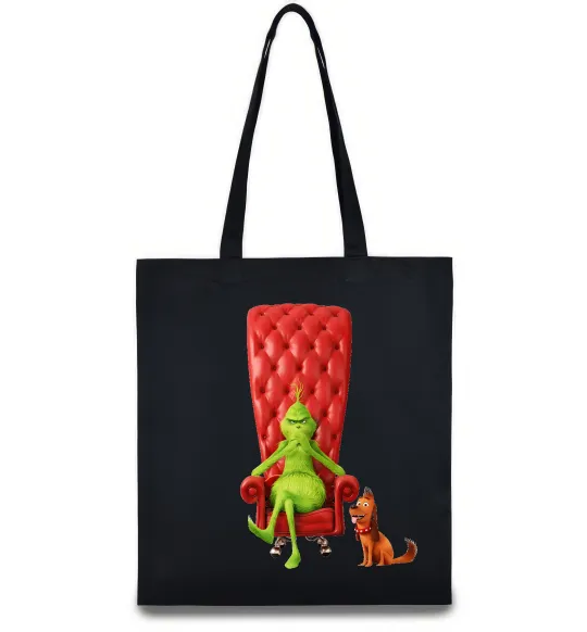 Эко-сумка Грінч в кріслі та песик Черный фото