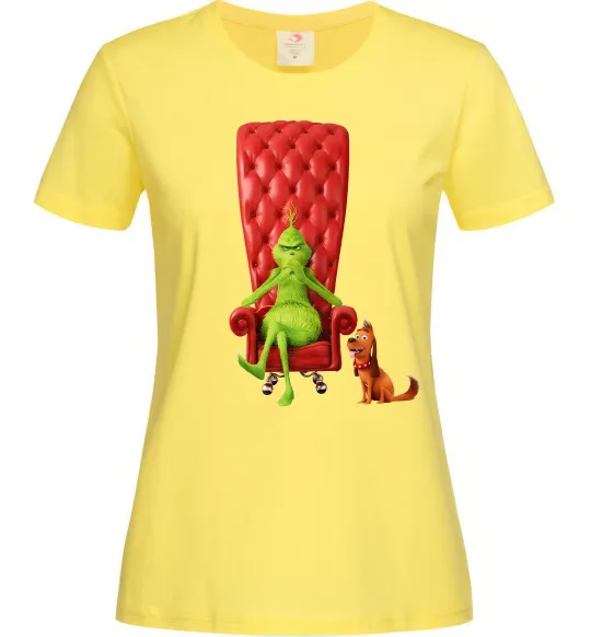 Жіноча футболка Грінч в кріслі та песик Лимонний фото