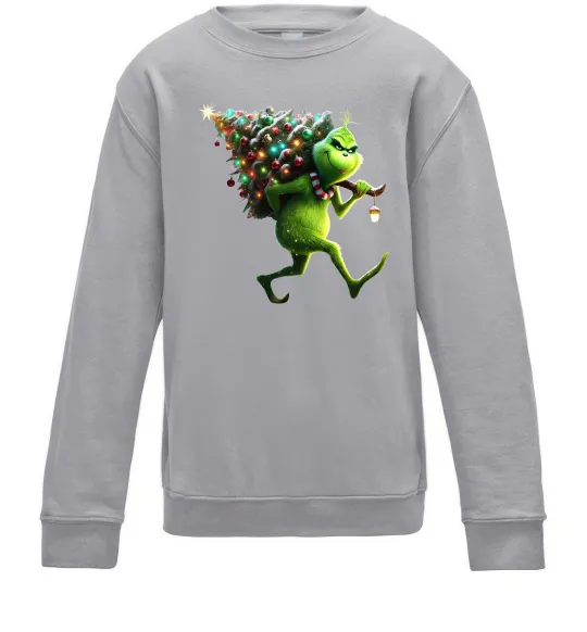 Дитячий світшот Грінч з ялинкою Сірий меланж фото