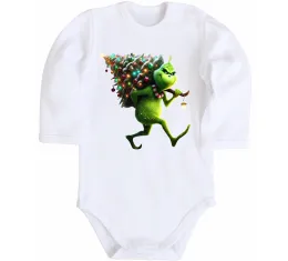 Дитячий бодік Грінч з ялинкою Білий фото