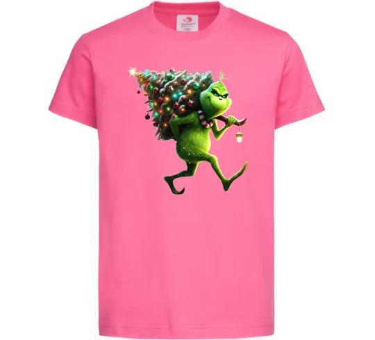 Дитяча футболка Грінч з ялинкою Яскраво-рожевий фото