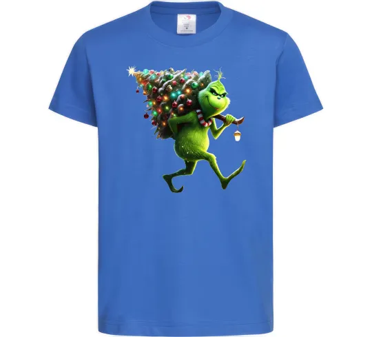 Дитяча футболка Грінч з ялинкою Яскраво-синій фото