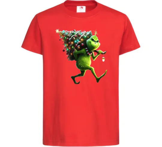 Дитяча футболка Грінч з ялинкою Червоний фото