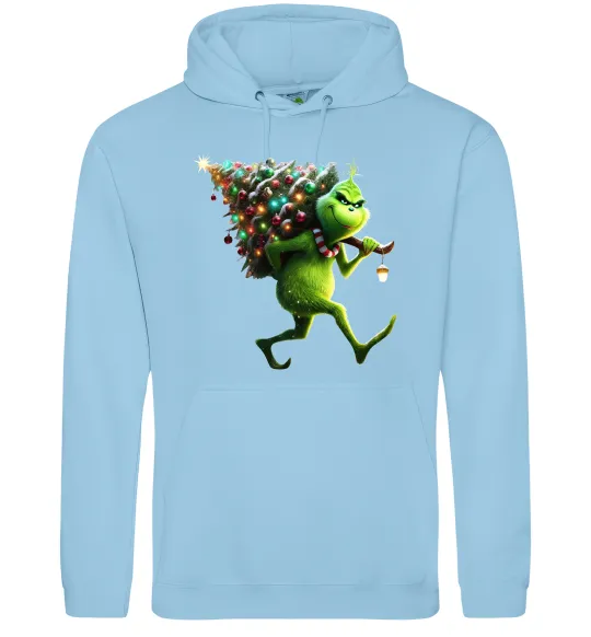 Жіноча толстовка (худі) Грінч з ялинкою Блакитний фото