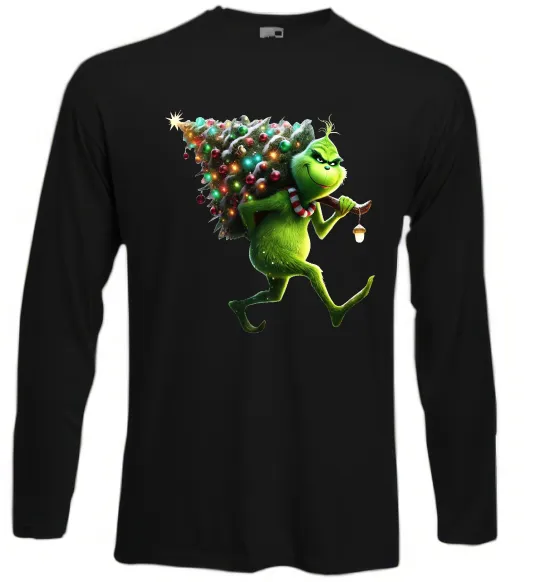 Лонгслів Грінч з ялинкою Чорний фото