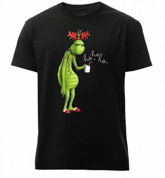 Чоловіча преміум футболка Грінч втомлений Чорний фото