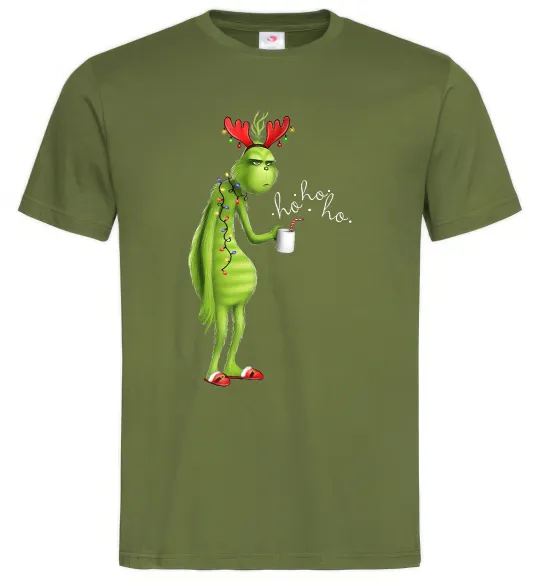 Чоловіча футболка Грінч втомлений Оливковий фото