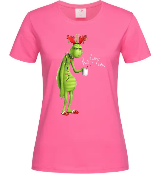 Жіноча футболка Грінч втомлений Яскраво-рожевий фото