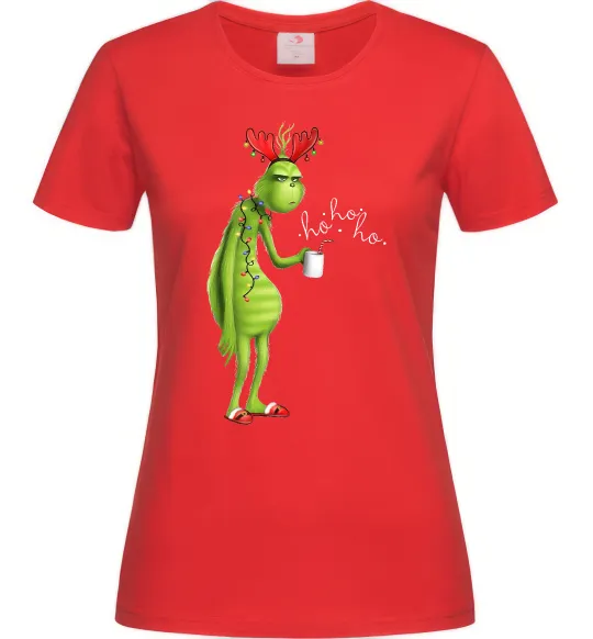 Жіноча футболка Грінч втомлений Червоний фото