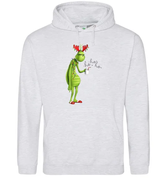 Чоловіча толстовка (худі) Грінч втомлений Сірий меланж фото