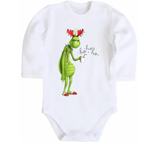 Дитячий бодік Грінч втомлений Білий фото