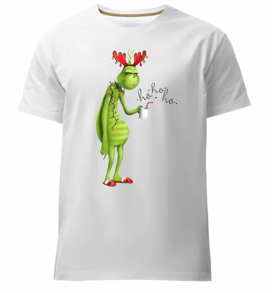 Чоловіча преміум футболка Грінч втомлений Білий фото