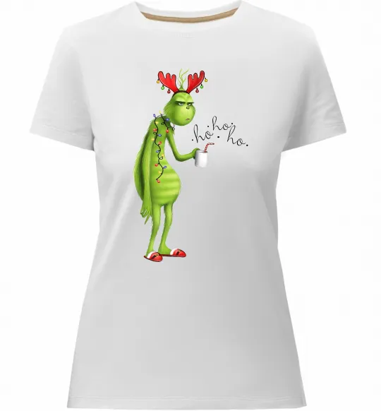 Женская премиум футболка Грінч втомлений Белый фото