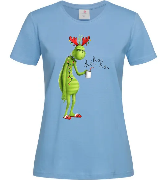 Жіноча футболка Грінч втомлений Блакитний фото