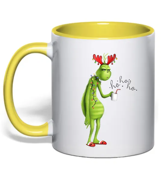 Чашка з кольоровою ручкою Грінч втомлений Сонячно жовтий фото